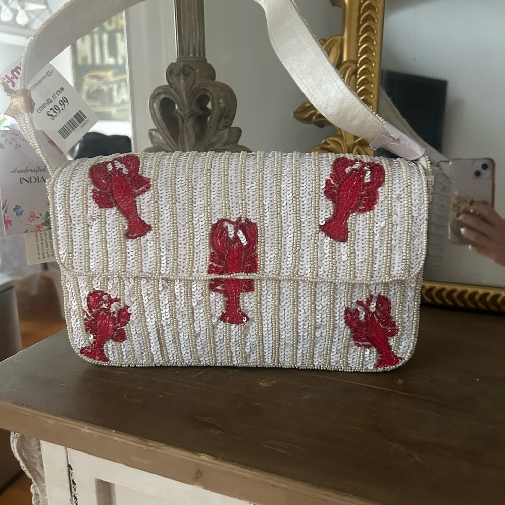 Viral Lobster beaded/ sequin bag
